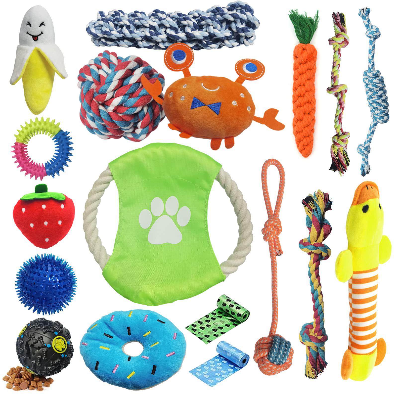 Chew toys for puppies teething small dogs/| 18 Pack Dog Teeth Cleaning Chew  Toys/ Puppy Chew Toys/ Puppy Teething Toys including Puppy Chews, Rope Dog
