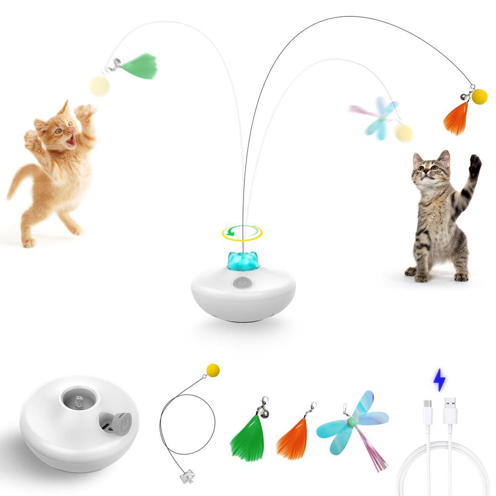 saolife interactive cat butterfly toys, exercise flutter rotating kitten toys, feather electric cat toy for indoor cats/kitte