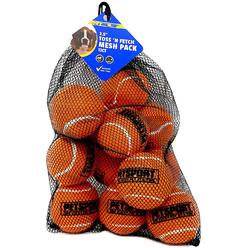 petsport orange tennis ball dog toys | 12 pack medium (2.5") pet safe felt & rubber balls with carrying bag | play fetch, chu