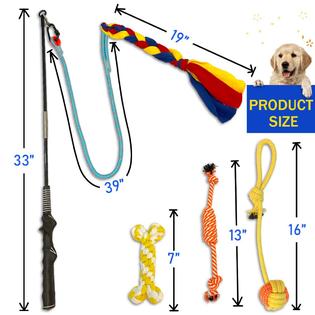 KriToy flirt pole for dogs, dog chew toys, durable dog rope toys, puppy toys  for teething