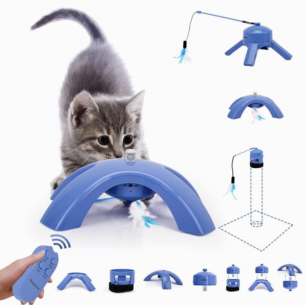 greenvine cat tree tower accessory toys transformer cat toys with smart sensing feather interactive kitten cat toy 3 in 1 for