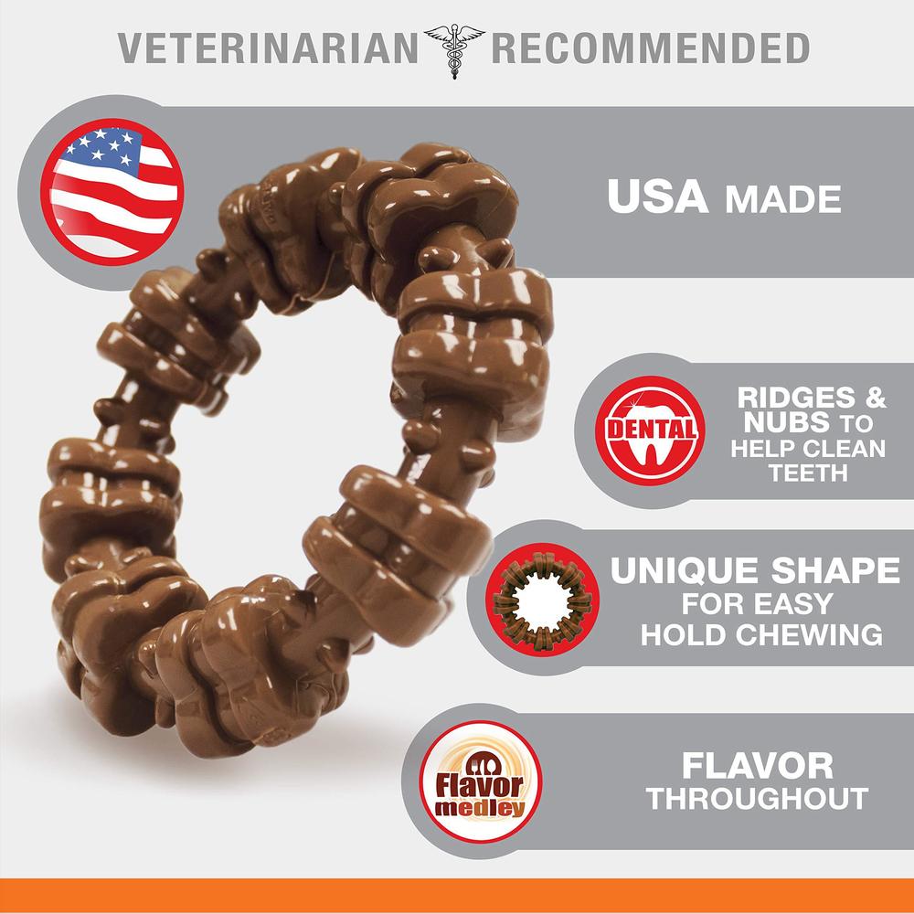 nylabone power chew textured dog chew ring toy - tough and durable dog chew toy for aggressive chewers - indestructible dog t