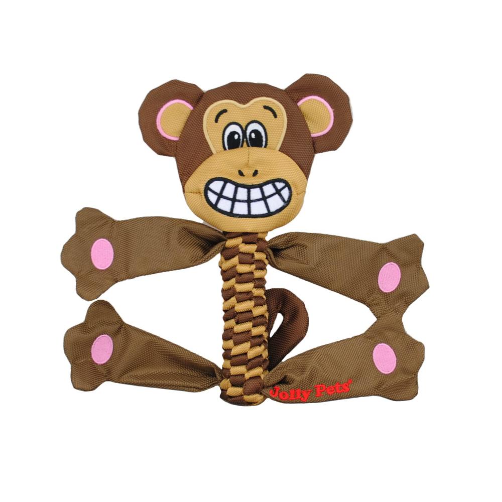 jolly pets animal flathead tug/squeak dog toy, monkey; small