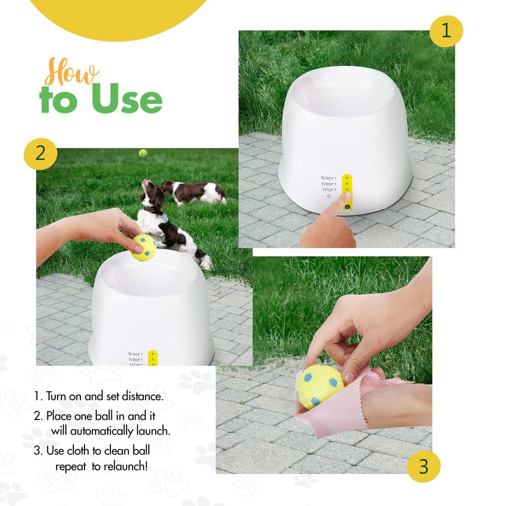 the thoughts of fun co. automatic dog ball launcher - dog fetch machine for small to medium sized dogs, great exercise for do