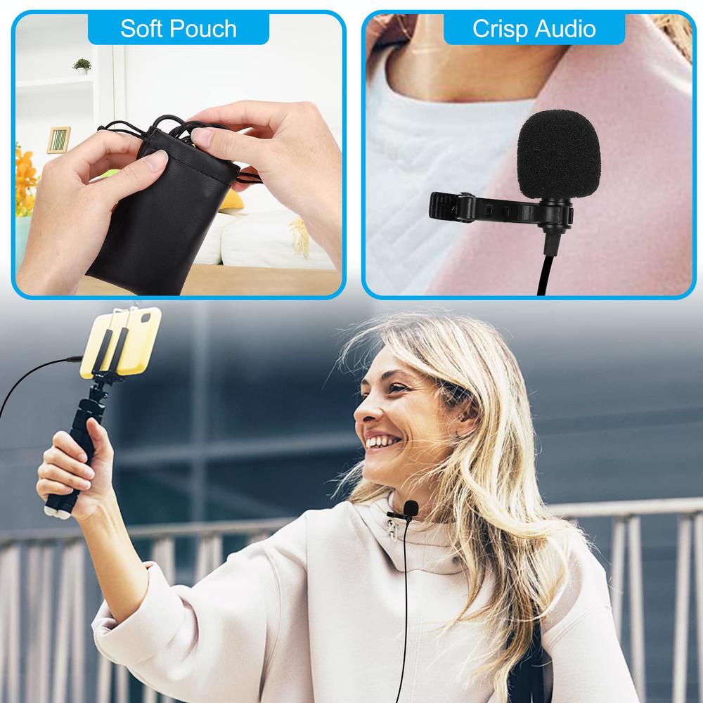 UrbanX professional grade lavalier lapel microphone for blu vivo x5 compatible with iphone phone or camera blogging vlogging asmr re