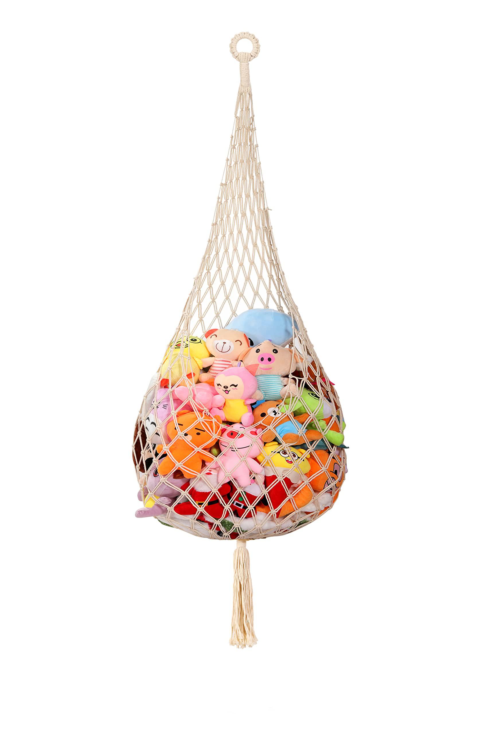 ORALSO oralso stuffed animal storage net or hammock, single hook display  large plush toy! ceiling hanging stuff animal hanger with s