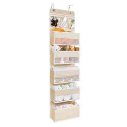 univivi 6-shelf over door hanging organizer fabric door storage with 5 large pockets and 3 small pvc pockets wall mount hangi