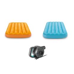intex inflatable air bed mattress w/ bag (2 pack)120 volt electric air pump