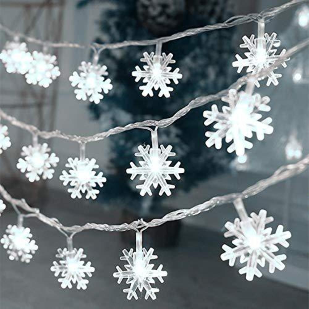 CESOF christmas lights, 20 ft 40 led snowflake string lights battery operated waterproof fairy lights for bedroom patio room garden