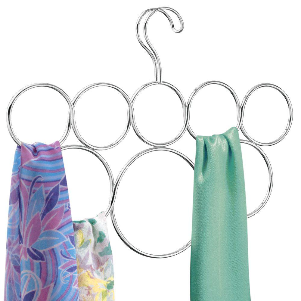 idesign classico metal 8-loop scarf hanger, no snag closet organization storage holder for scarves, men's ties, women's shawl