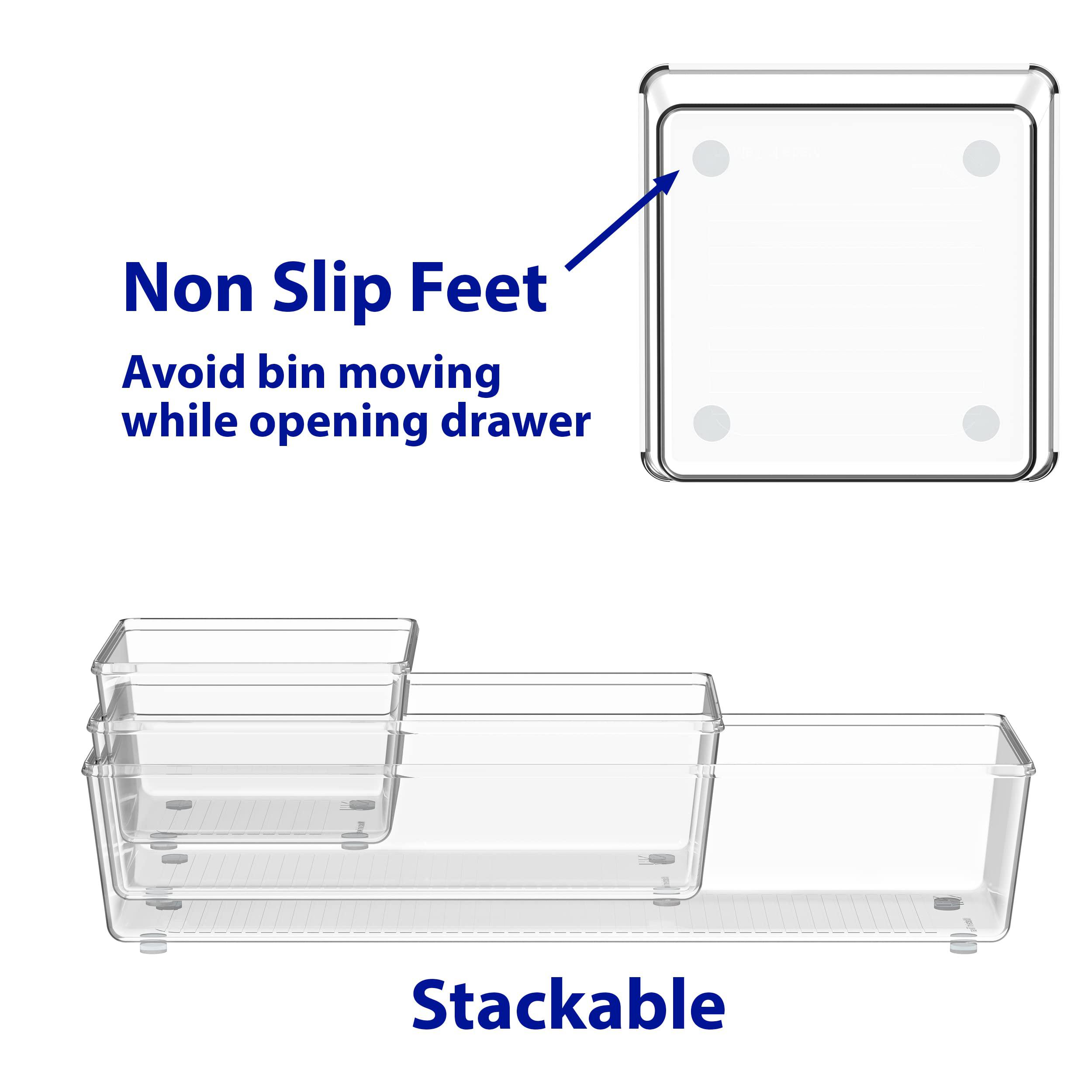 simple houseware 20-pack clear plastic drawer organizers (6s, 7m, 5l, 1 xl, 1xxl)