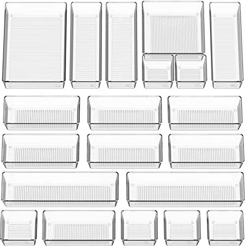 simple houseware 20-pack clear plastic drawer organizers (6s, 7m, 5l, 1 xl, 1xxl)