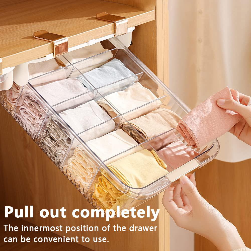 tynulox under shelf underwear drawer, plastic closet pull out storage organizer for bra, socks, lingerie, panties, jewerly, d