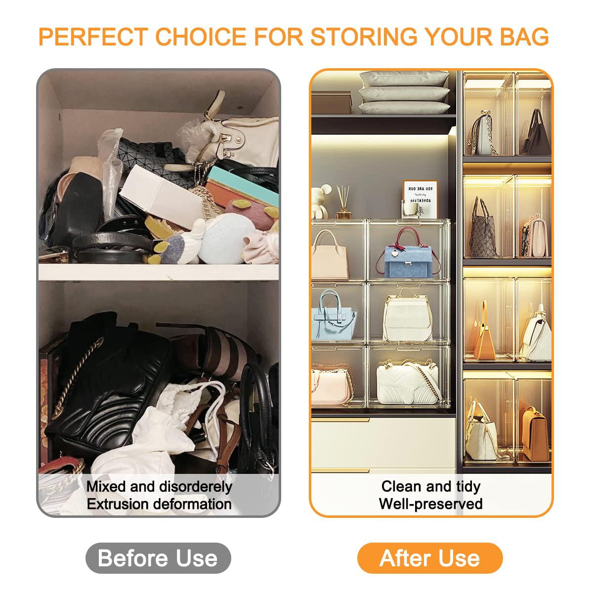 GZHOK gzhok 4 pack clear plastic purse organizer for closet,handbag storage,purse  storage organizer,clear display storage for walle