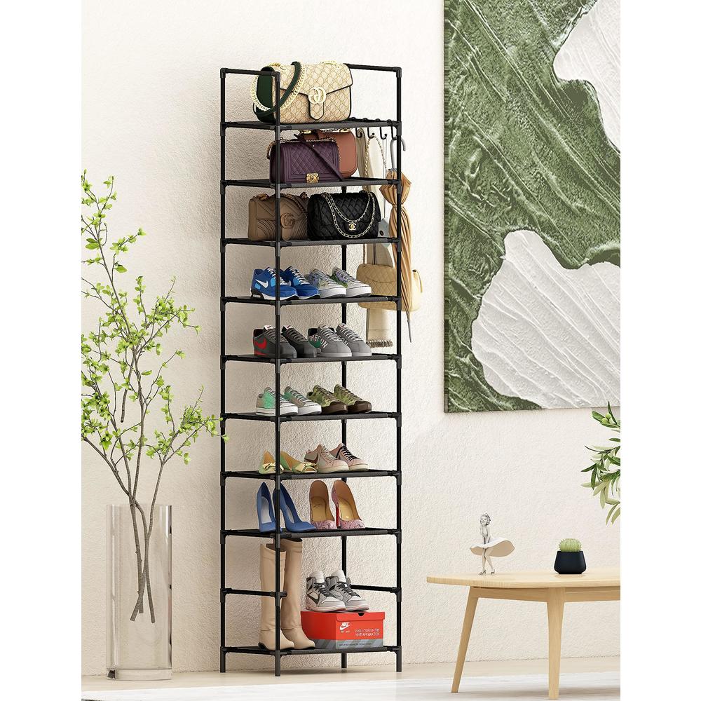 mcmacros shoe rack,10 tiers tall narrow shoe racks,shoe shelf storage 20-24 pairs shoes or boots,space-saving shoe shelf orga