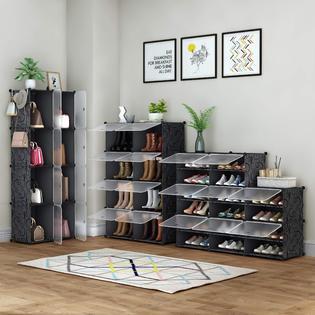 HOMIDEC homidec shoe rack, 8 tier shoe storage cabinet 32 pair plastic shoe  shelves organizer for closet hallway bedroom entryway