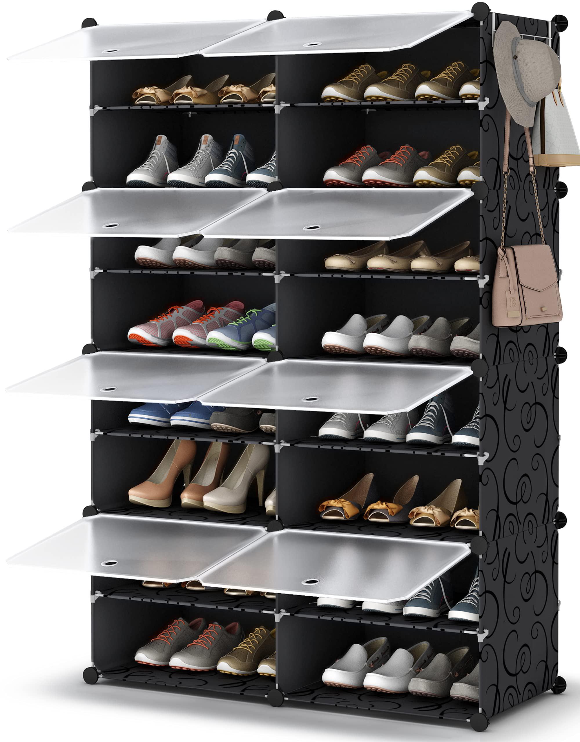 homidec shoe rack, 8 tier shoe storage cabinet 32 pair plastic shoe shelves organizer for closet hallway bedroom entryway