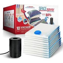 spacesaver vacuum storage bags (electric pump + variety 10-pack) save 80% on clothes storage space - vacuum sealer bags for c