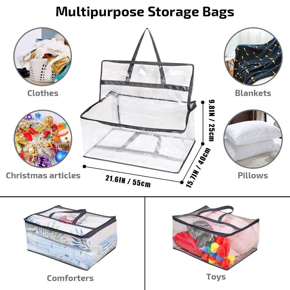 oyoungni clear clothes storage bag organizer with reinforced handle, vinyl storage bags for comforter, blanket, bedding, toys