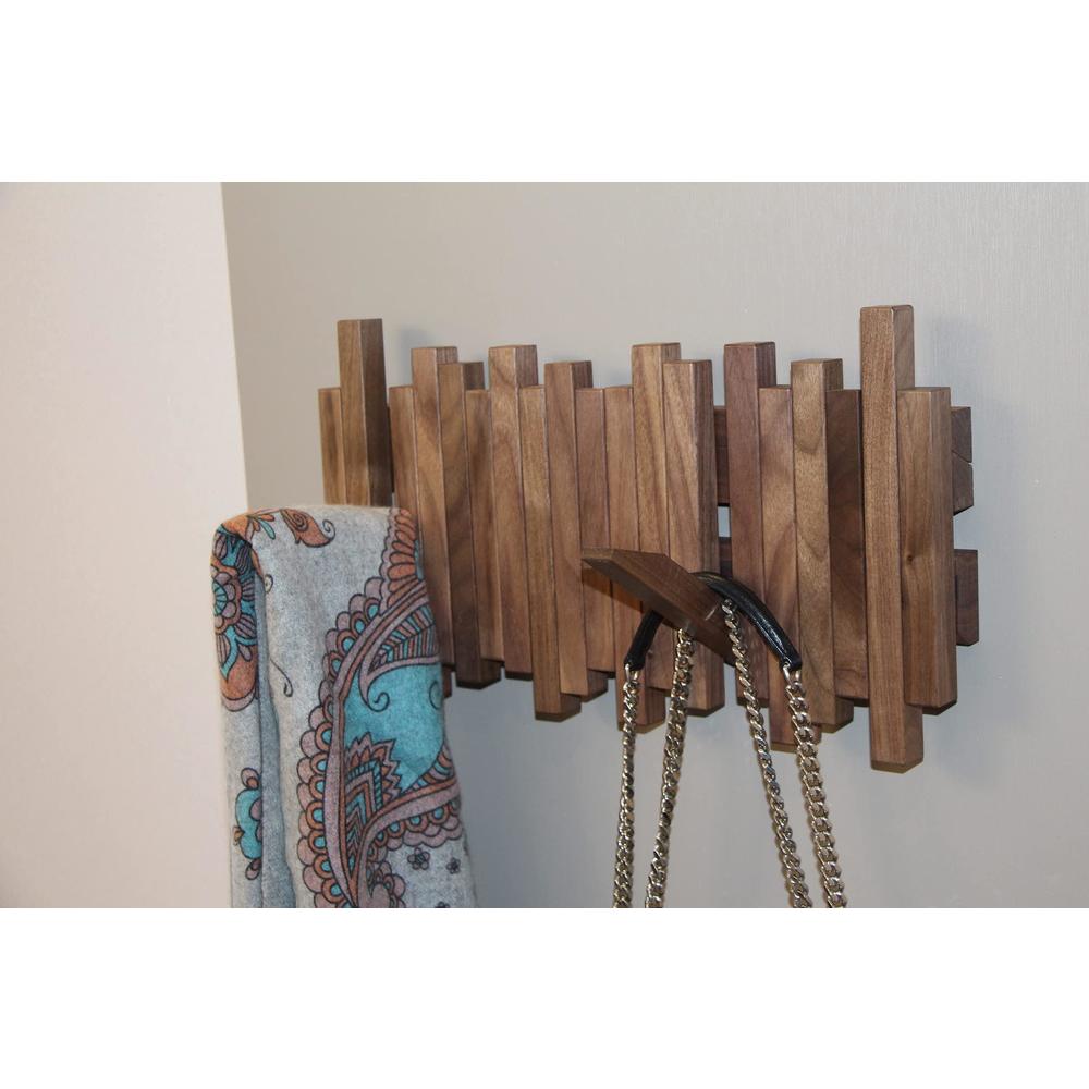 gogreebell natural wood wall mounted piano coat rack| coat rack wall mount| flip down wall hook rack| handmade storage rack 5