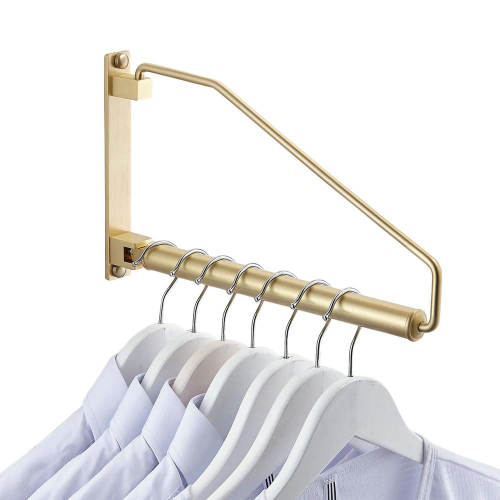 newrain folding wall mounted clothes hanger rack clothes hook solid brass with swing arm holder clothing hanging system close