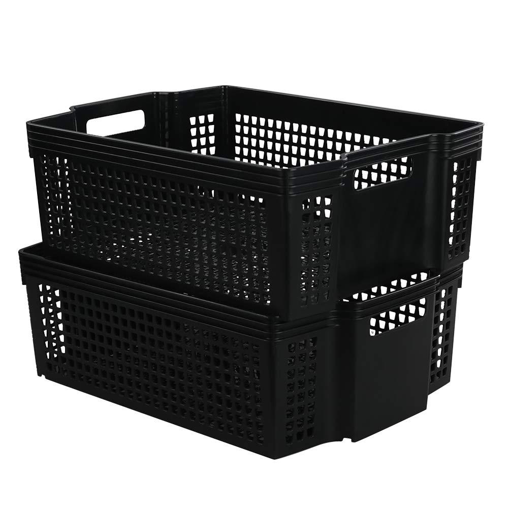 yuright plastic storage basket tray, stackable organizers bin, set of 2, r