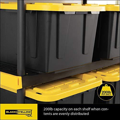 CX original black & yellow 4-tier storage shelving unit, indoor/outdoor, heavy duty storage shelving unit (55h x 48w x 20d)