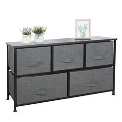 super deal wide dresser for bedroom, 5 drawer fabric storage organizer chest heavy duty steel frame wood top for kids toys li
