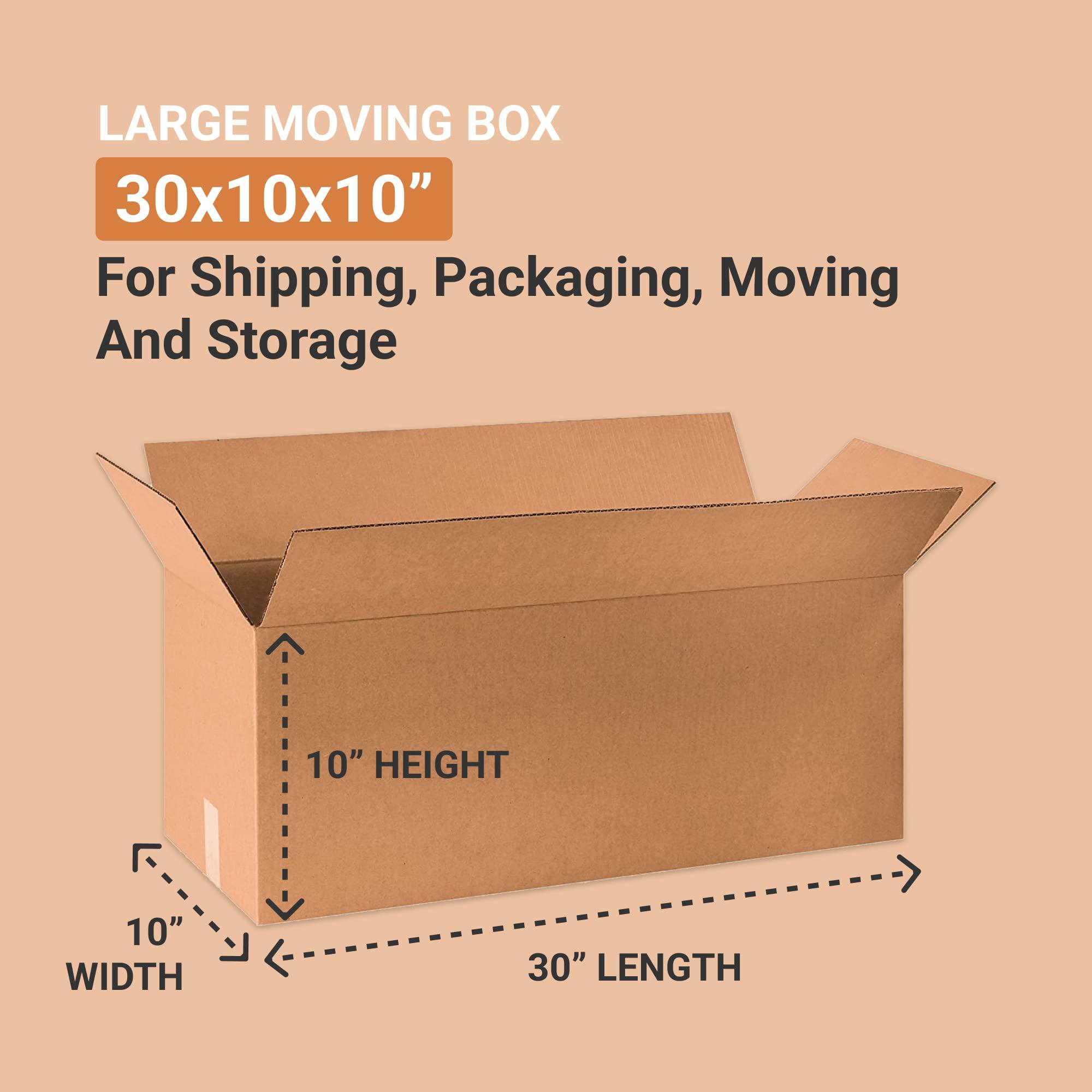 aviditi shipping boxeslarge 30"l x 10"w x 10"h , 20-pack | corrugated cardboard box for packing, moving and storage30x10x10 3