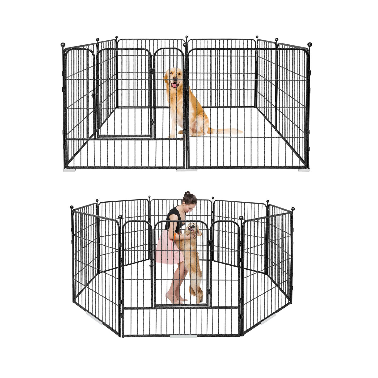 pantazo dog playpen outdoor/indoor 8 panels 32'' height dog pens heavy duty anti-rust material pet fence with door for large/