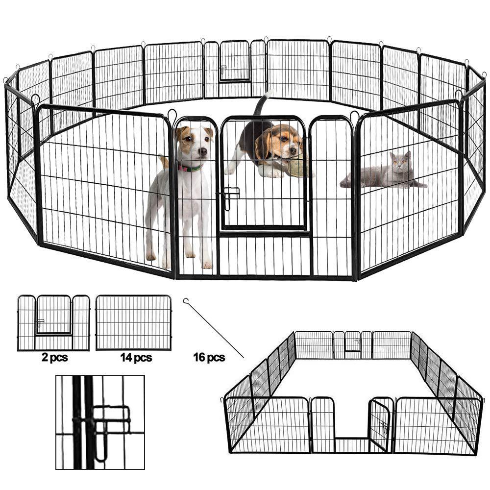 Dkeli dog playpen heavy duty folding pet exercise pen extra large indoor outdoor dog fence with door 16 panels 40 dog crate cage ke