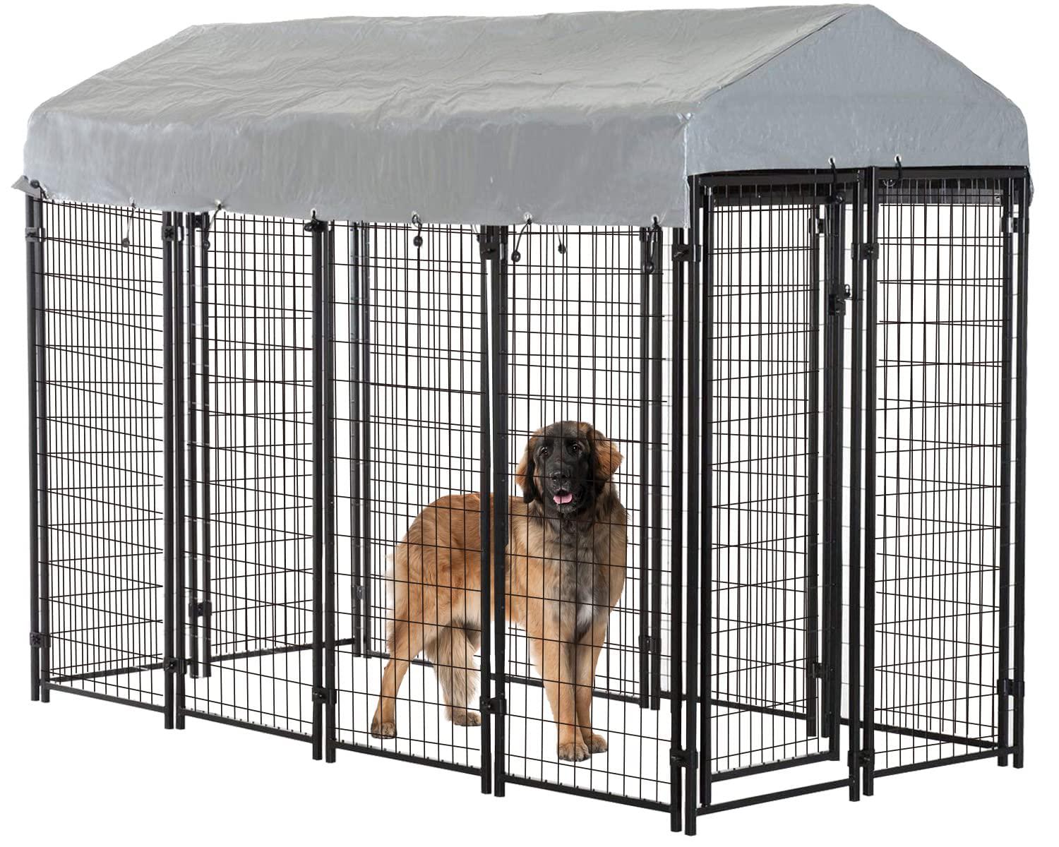 bestpet 8 x 4 x 6 ft dog kennel outdoor dog pen playpen house heavy duty dog crate metal galvanized welded pet animal camping