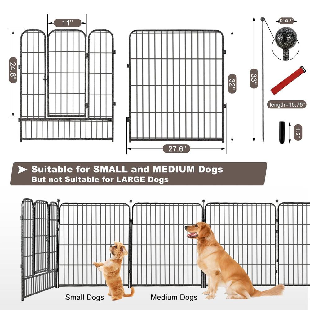 avocahom metal dog playpen 8 panel dog pen 32inch height exercise pen w/door for small/medium dogs outdoor indoor rv yard w/1