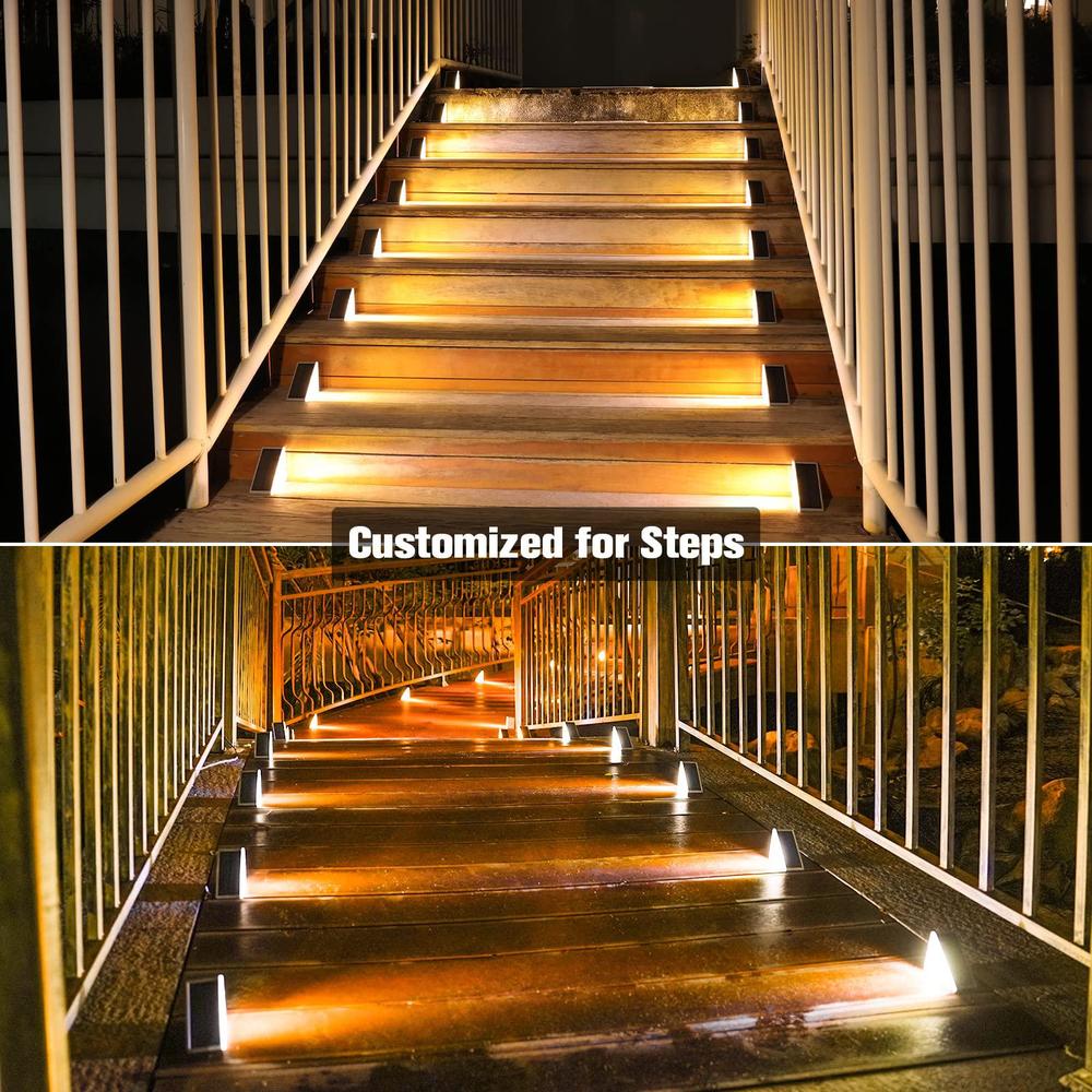 volisun solar stair lights 6 pack, solar step lights outdoor waterproof ip67, led outdoor step lights, solar outdoor lights d