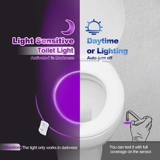 Aledeco aledeco 2 pack motion activated toilet night light, 8 colors  changing led toilet bowl lights, sensor bathroom seat nightlight