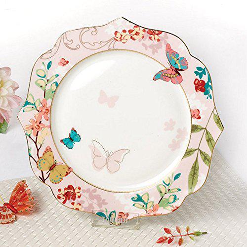 ybk tech bone china dessert plate/salad plate ceramic plate for breakfast afternoon tea- butterfly pattern (pink (7.5inches s