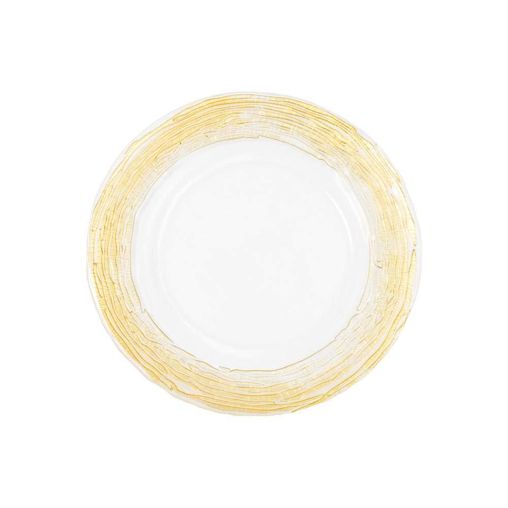 SARO LIFESTYLE rcz dcor glass charger plate with twigs - 13" | gold trimmed | 1 pc