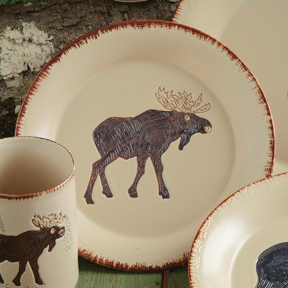 black forest decor bear & moose stoneware moose salad plate