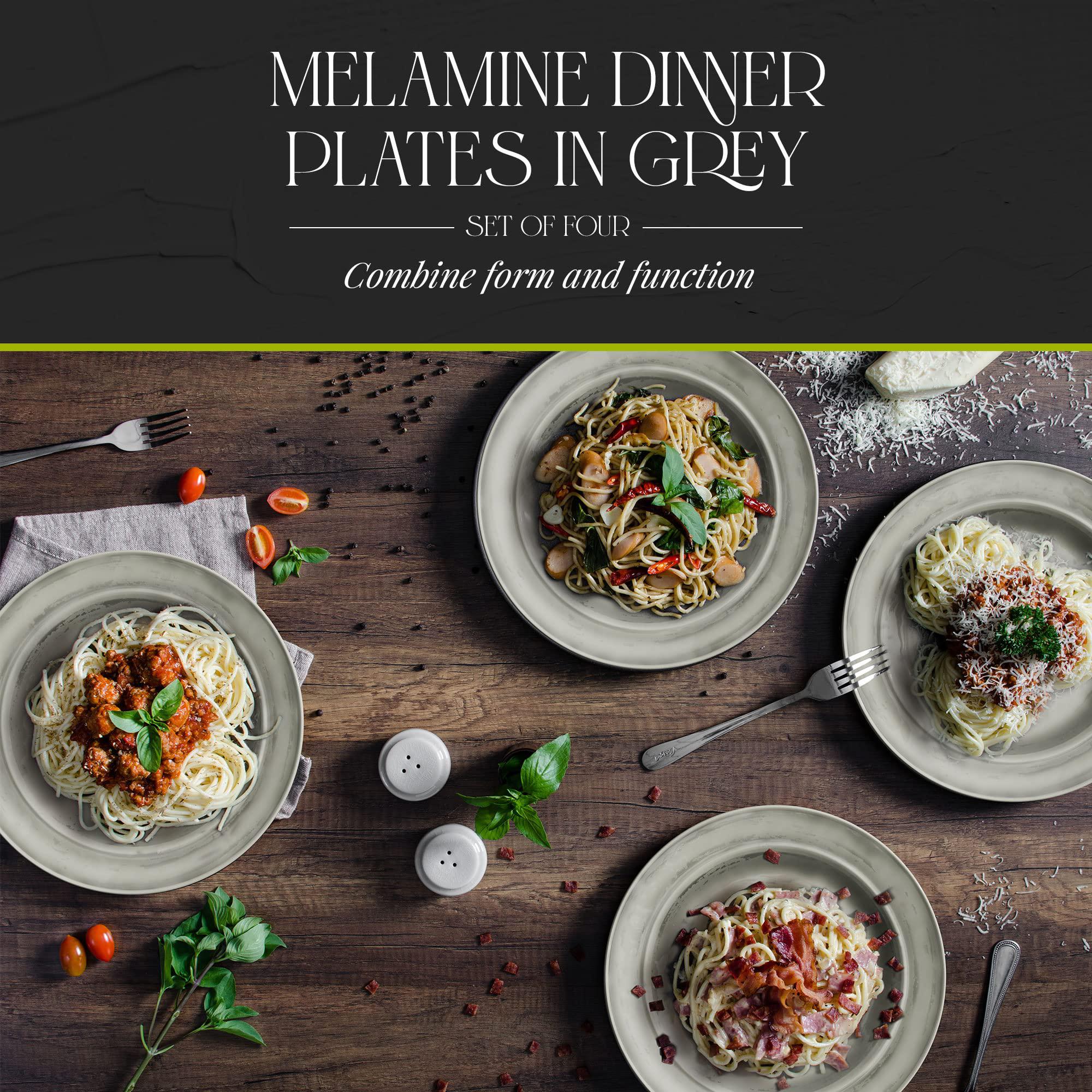 American Atelier fifth avenue melamine dinner plates | set of 4 | break and chip resistant, durable, and kid-friendly dinnerware set | indoor 