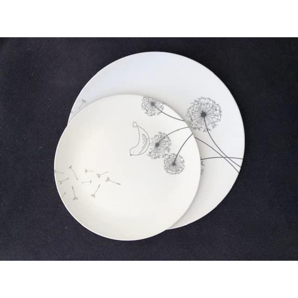aquaterra living ecofriendly dinner plate set with dandelion designs- set of 6, 10" indoor or outdoor plates