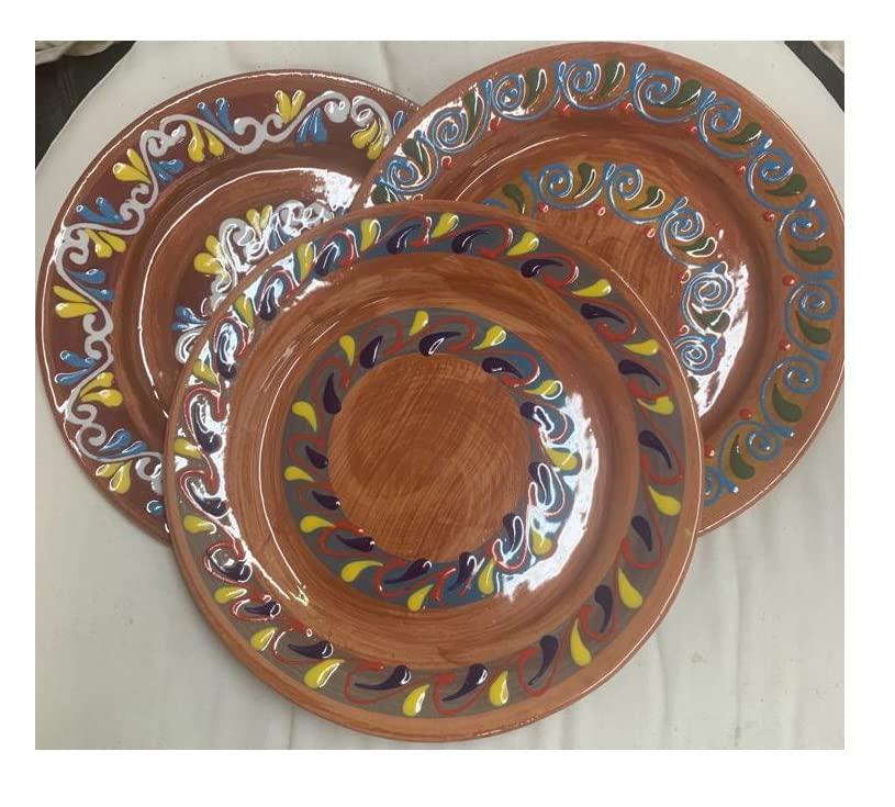 Always-Quality set of 4 made in mexico 10" small/medium mexican dinner/salad clay barro plates