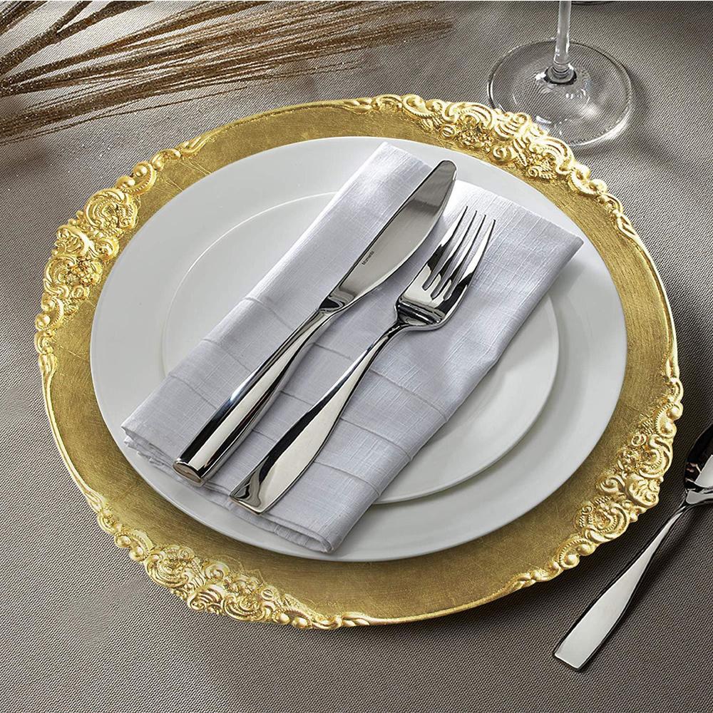 american atelier charger plates 13 inch leaf charger set of 4, gold
