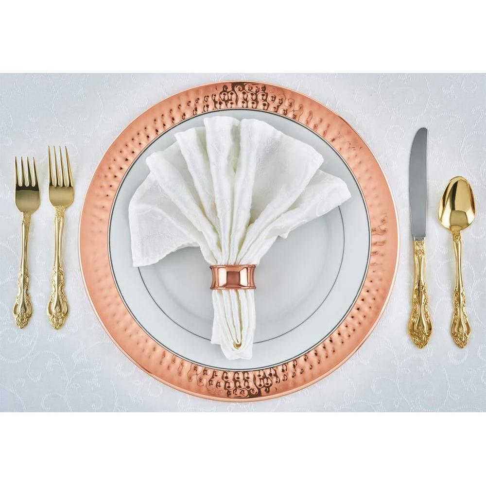 colleta home copper charger plate - 6 pack - 13 inch rose gold charger with hammered rim - copper charger plate set