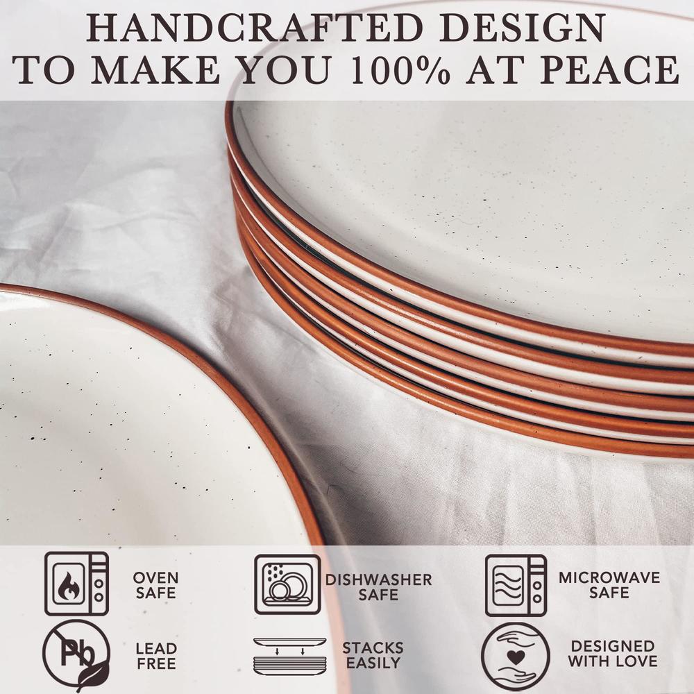 MORA CERAMICS HIT PAUSE mora ceramic dinner plates set of 6, 10 inch dish set - microwave, oven, and dishwasher safe, scratch resistant, modern rusti