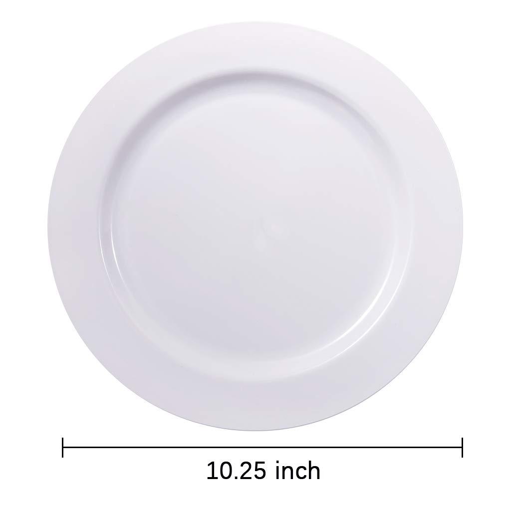 bucla 100pcs white plastic plates-10.25inch disposable dinner plates-premium party&wedding plates