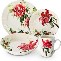Tudor England tudor 12-piece premium quality round porcelain dinnerware set, service for 4 - rosemary, see 10 designs inside!