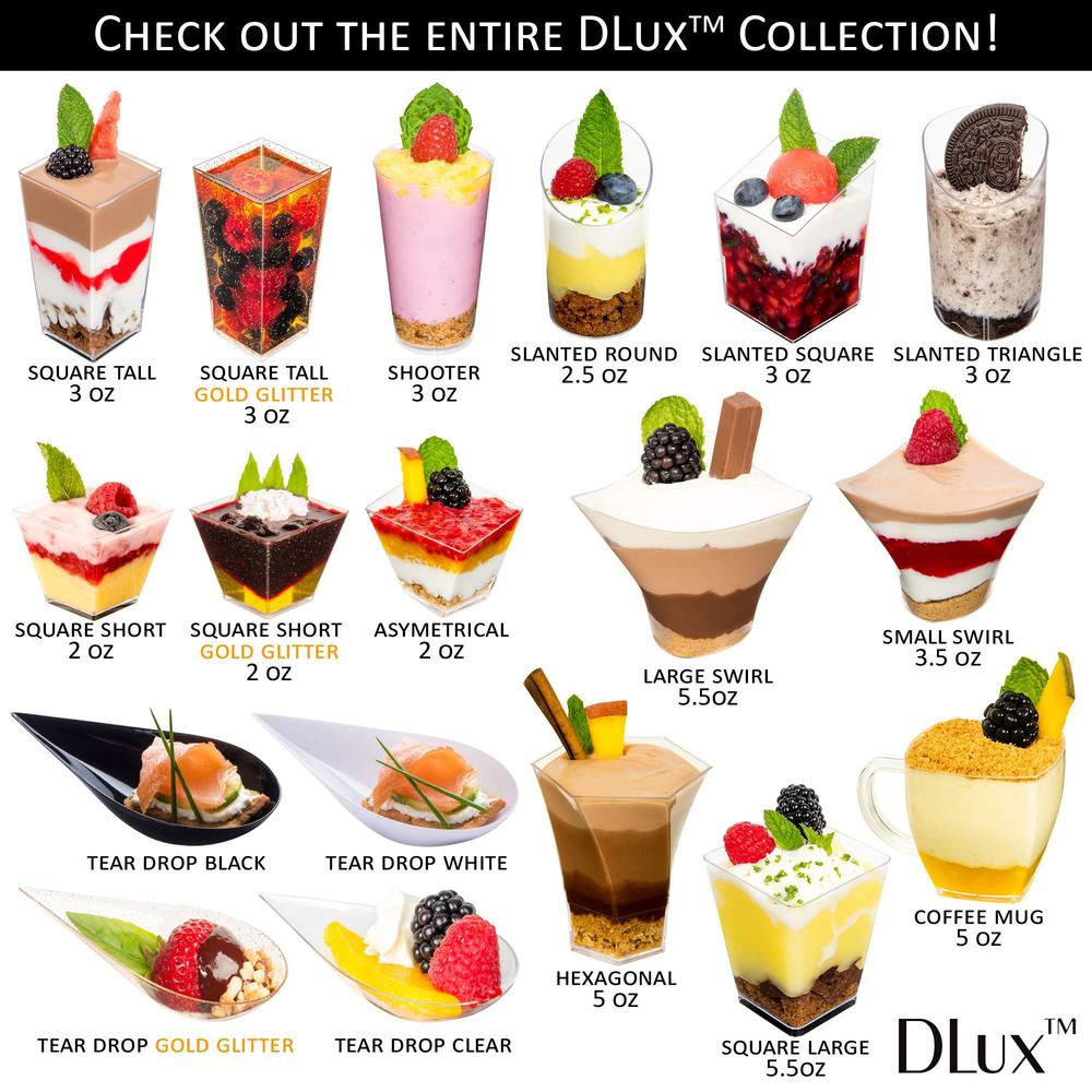 dlux 100 4-in tear drop mini appetizer plates, reusable clear plastic spoons - desserts and appetizers dishes serving plate -