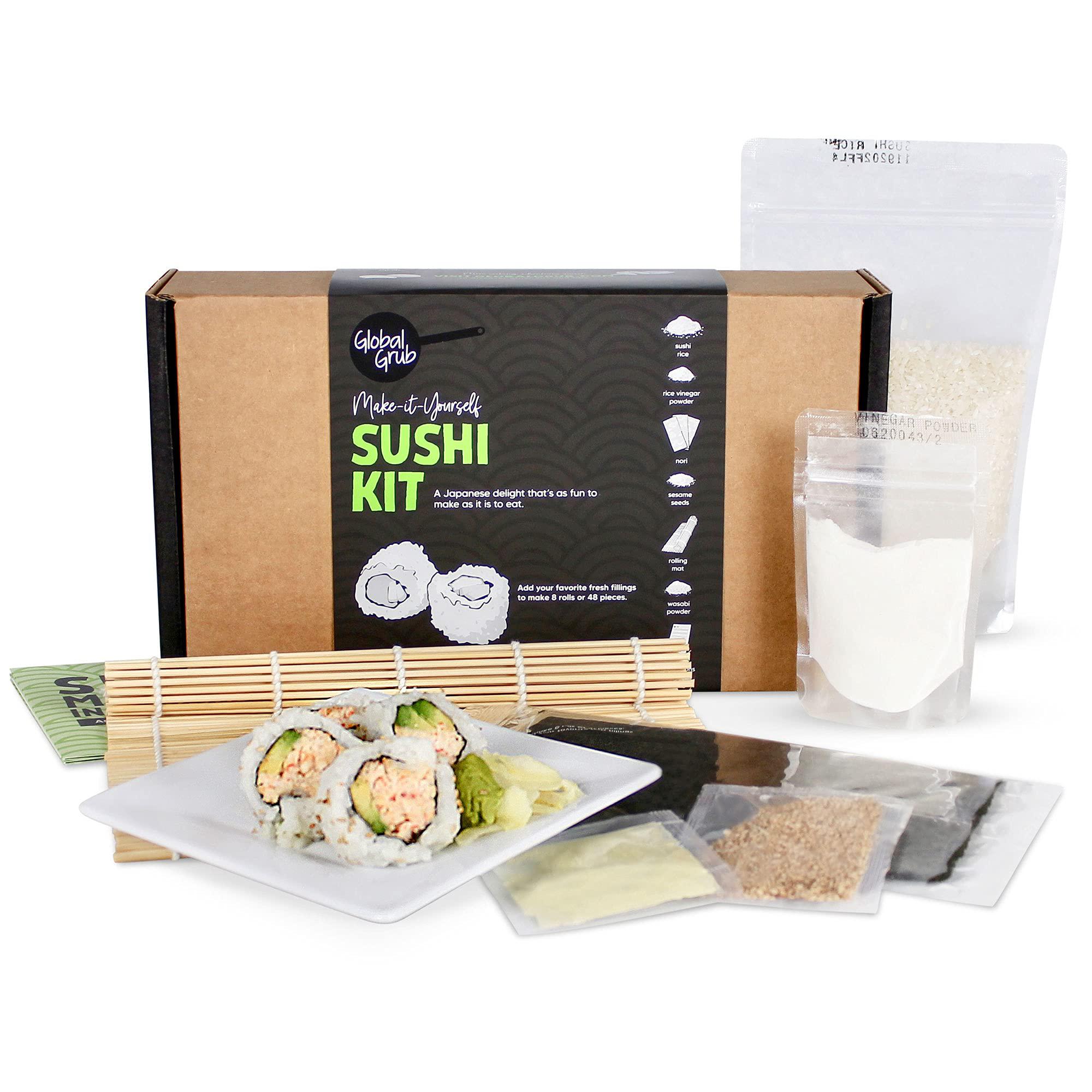 Global Grub global grub diy sushi making kit - sushi kit includes sushi  rice, nori sushi seaweed, rice vinegar powder, sesame seeds, wasa