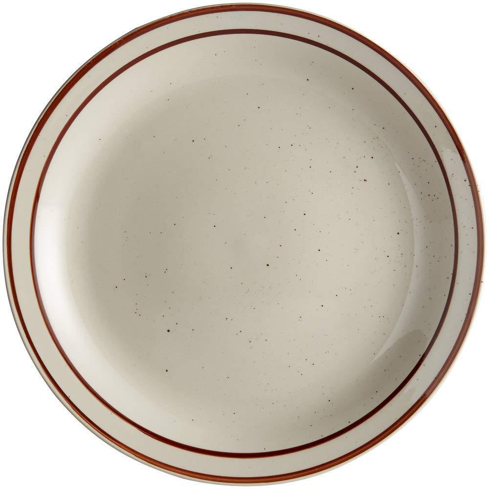 Restaurant China restaurant value, stoneware narrow rim stoneware plate 9 5/8", brown speckle, case of 24