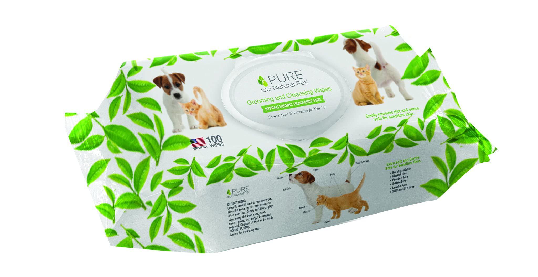 pure and natural pet grooming and cleansing wipes for all pets (unscented) 100 ct.